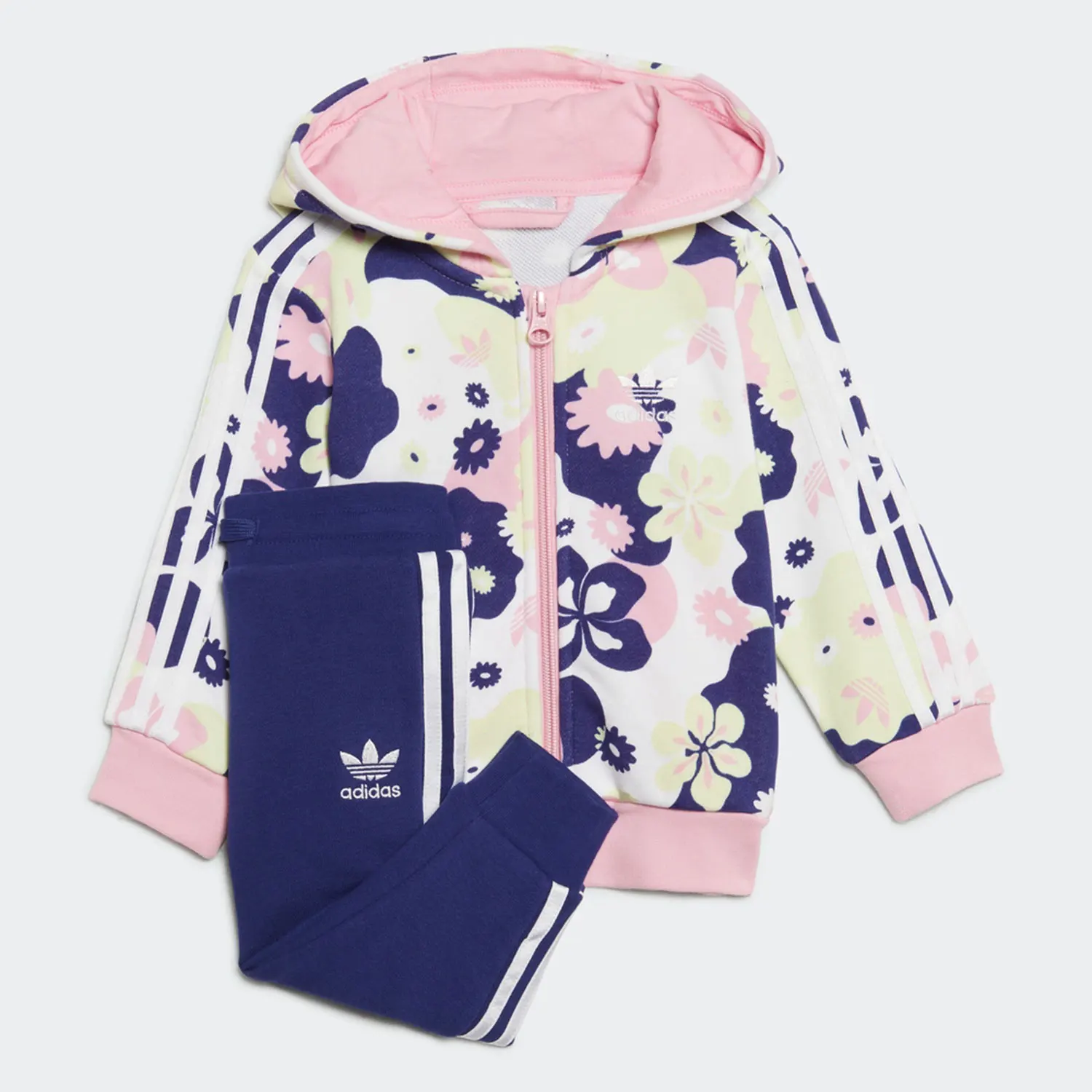 Conjunto deportivo con chaqueta con capucha y estampado de trébol para bebé, original de Adidas, HC1965