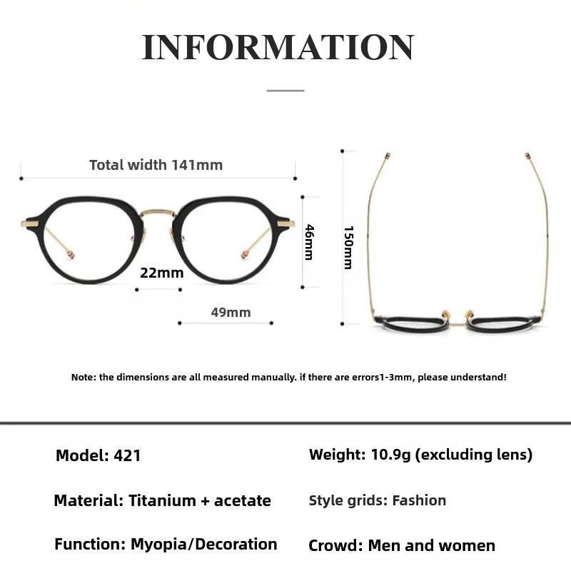 Vintage New York Brand Acetate Optical Glasses Frame High Quality Pure Titanium Retro Oval Men Women Myopia Full Rim Eyeglasses