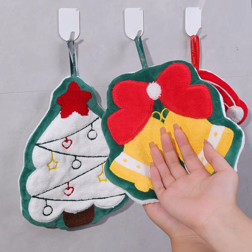 New Merry Christmas Hand Towel Thickened Super Absorbent Towel Santa Claus Coral Velvet Rag