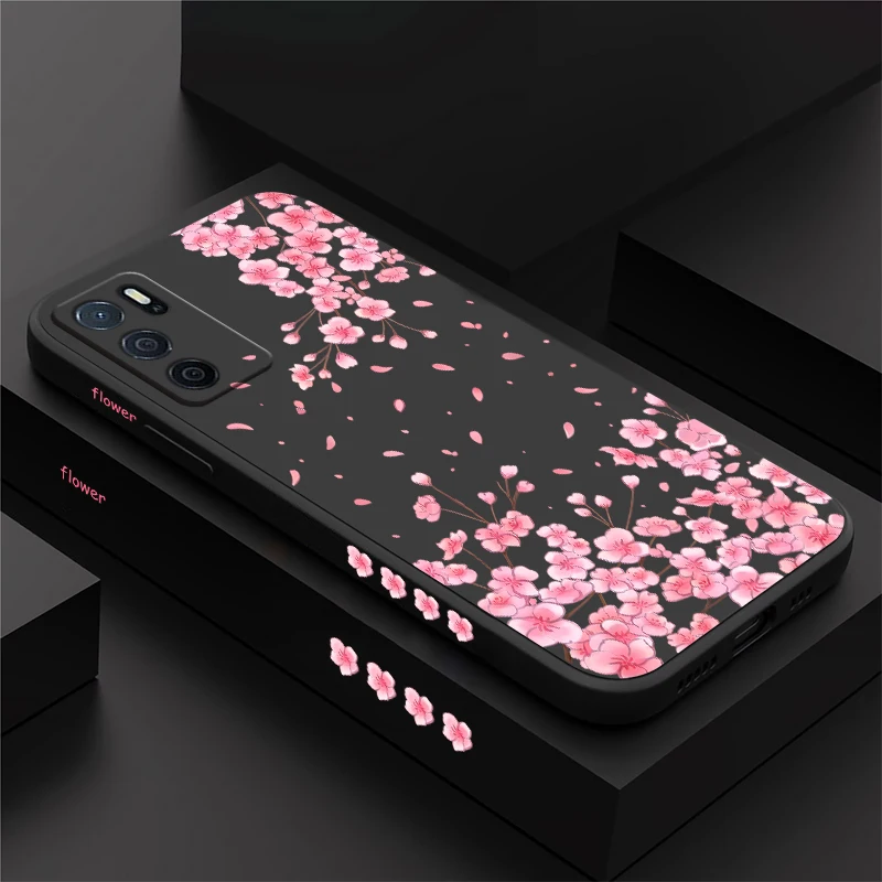 Phone Case For OPPO A5 A6 Pro A6T A6X A5X A1X A2X A17 A16K A16E A15 A38 A35 A33 Peach Flower Pattern Silicone Soft TPU Cover