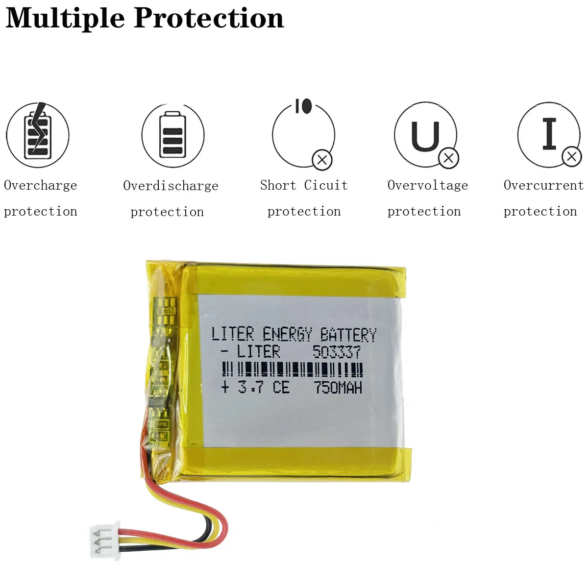 Baby Monitor 3.7V 750mAh 503337 Polymer Lithium  Battery For Mp3 Mp4 Smart Watch Speaker Angeleye Ae210 Video EU053337P