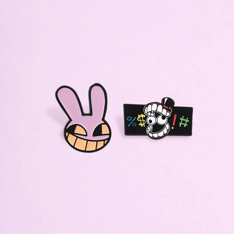 Creative Digital Circus Brooches Funny Rabbit Alloy Badges Pins DIY Bags Shoes Hat Scarf Clothes Jeans Bag for Gift Decoration
