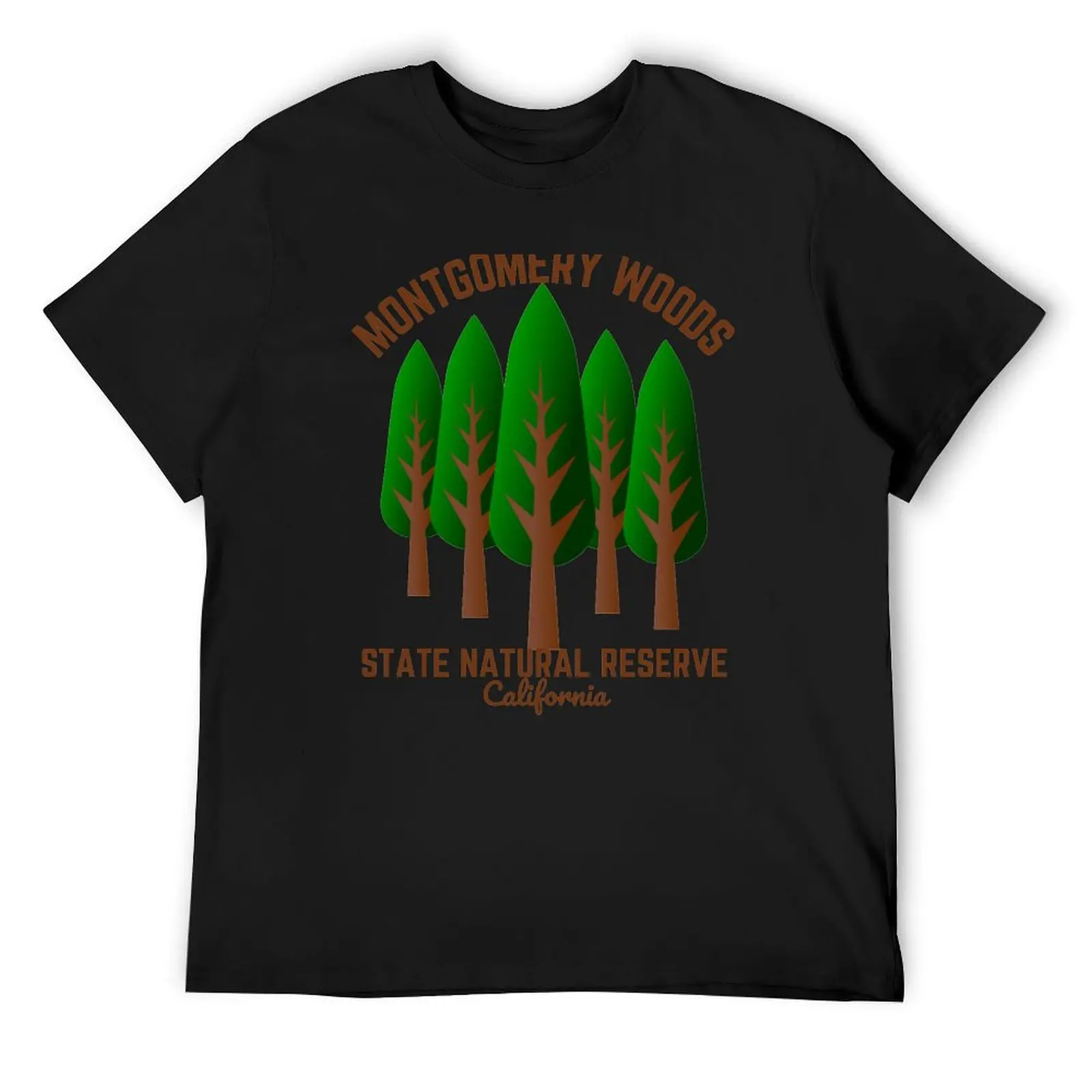 Montgomery Woods State Natural Reserve, Ukiah California, Dark Brown Text- Hiking / Outdoors T-Shirt summer tops men clothing