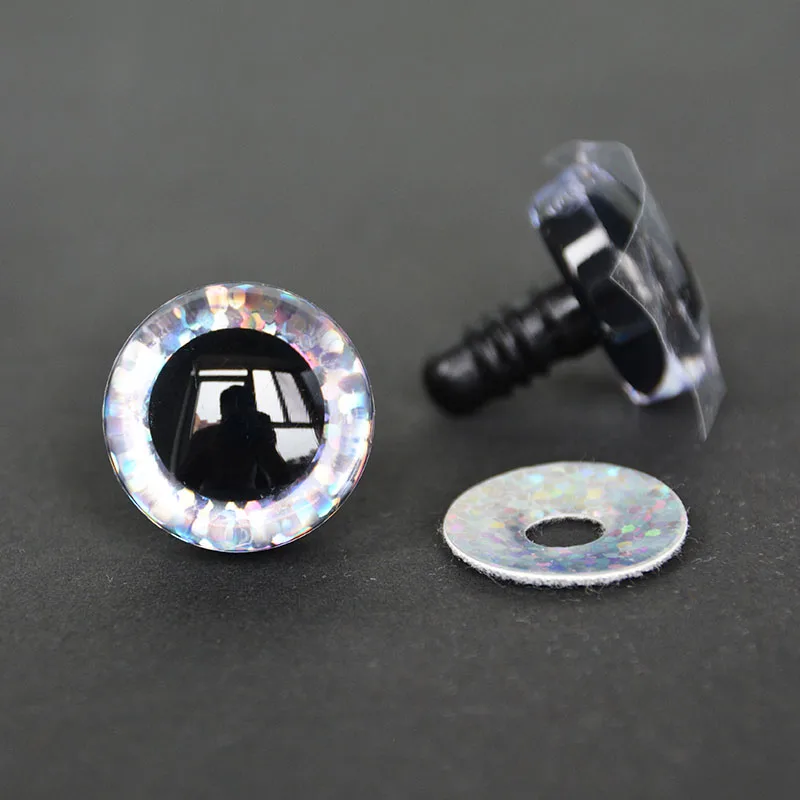 20 peças 10 cores 12-40mm olhos de glitter 3d com arruelas, boneca que faz olhos de segurança de crochê artesanal de pelúcia para crochê amigurumi