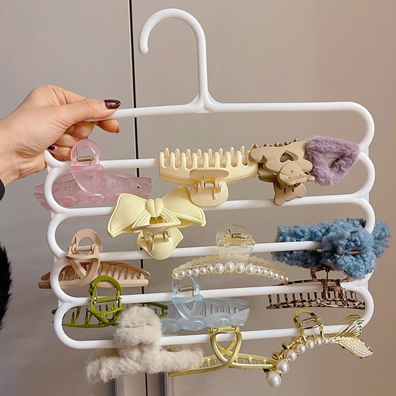 5 Layers Hair Claw Storage Rack Organizer Large Capacity Thickened Headband Holder Wall Hanging Hairpin Hanger Space For Women