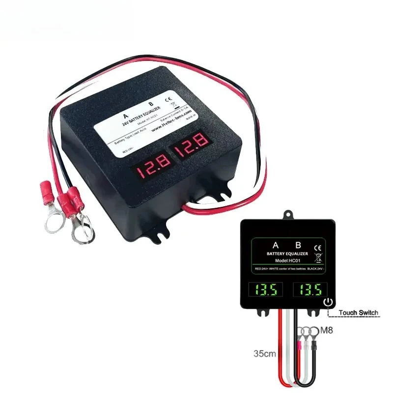 HC01 12V LCD LED Battery Equalizer 2 Pieces with On/Off Switch for Lead Acid Battery Pack Series Parallel