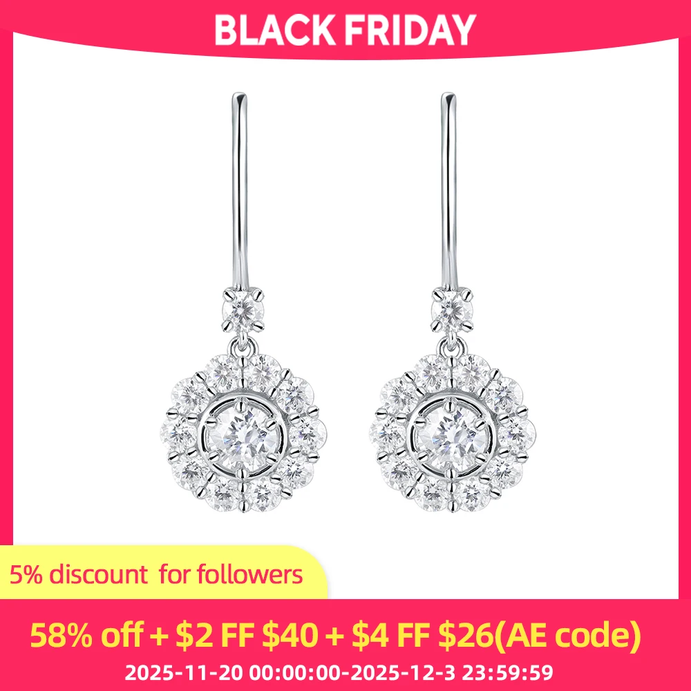 

ANDH VVS1 серьги-подвески с муассанитом и бриллиантами для женщин, элегантные свадебные серьги-крючки, свадебные, помолвочные, банкетные украшения