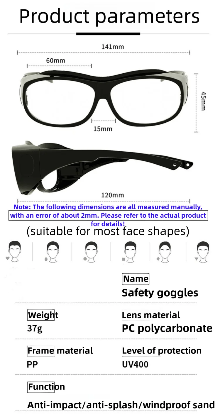UV400 Protective Goggles for UV Curing Lamps, Mercury Lamps, UV Disinfection & Laboratory Photocuring Machines