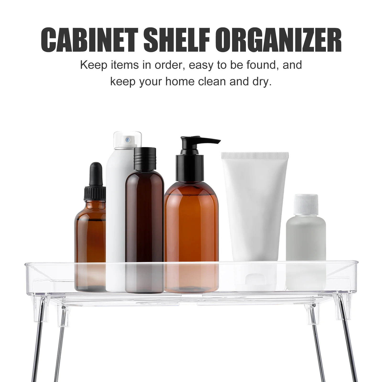 

Layered Cabinet Shelf Organizer Premium Foldable Storage Rack for Closet Bookshelf Bathroom Clothes Gadget Stationery Cosmetics