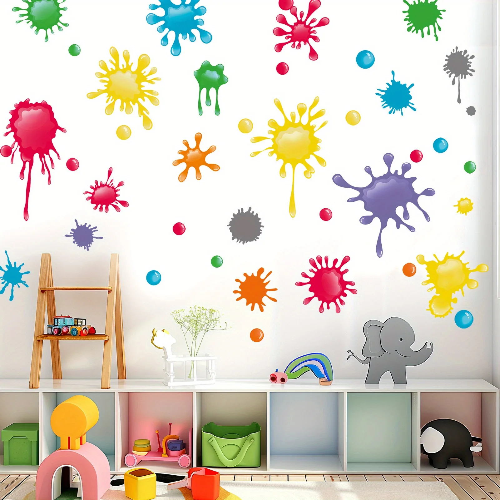 4 Packs Colorful Paint Splash Wall Stickers, Removable Modern Wall Decals For Home Living Room Bedroom