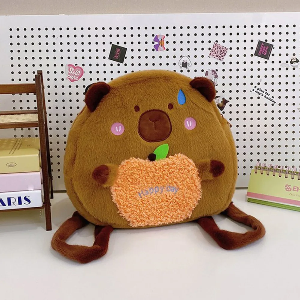 Mochila de capyabrio de peluche para regalo para niños, bolsa de capyabrio de dibujos animados suave, bolsa ligera para muñecos de dibujos animados, regalos