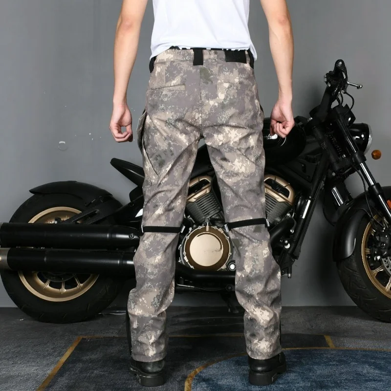 2026 Fashion Men Camouflage High Waist Riding Jeans Windproof Waterproof Breathable Anti-Fall Silicone Non-Slip Motorbike Pants