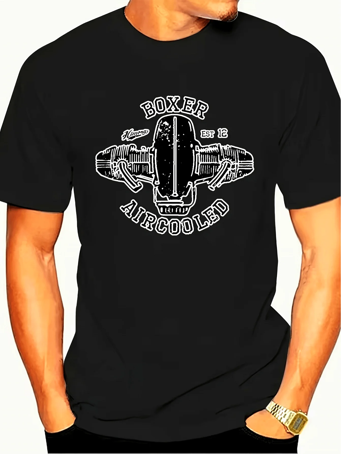 Men's Motorcycle Engine T-Shirt with R100/R80/R65/R NineT/Scrambler Designs - Casual Short Sleeve Round Neck Summer Top