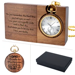 Personalized Engraved Pocket Watches for Men Dad Son Custom Text Name Exquisite Wooden Pocket Watch Groomsmen Gifts