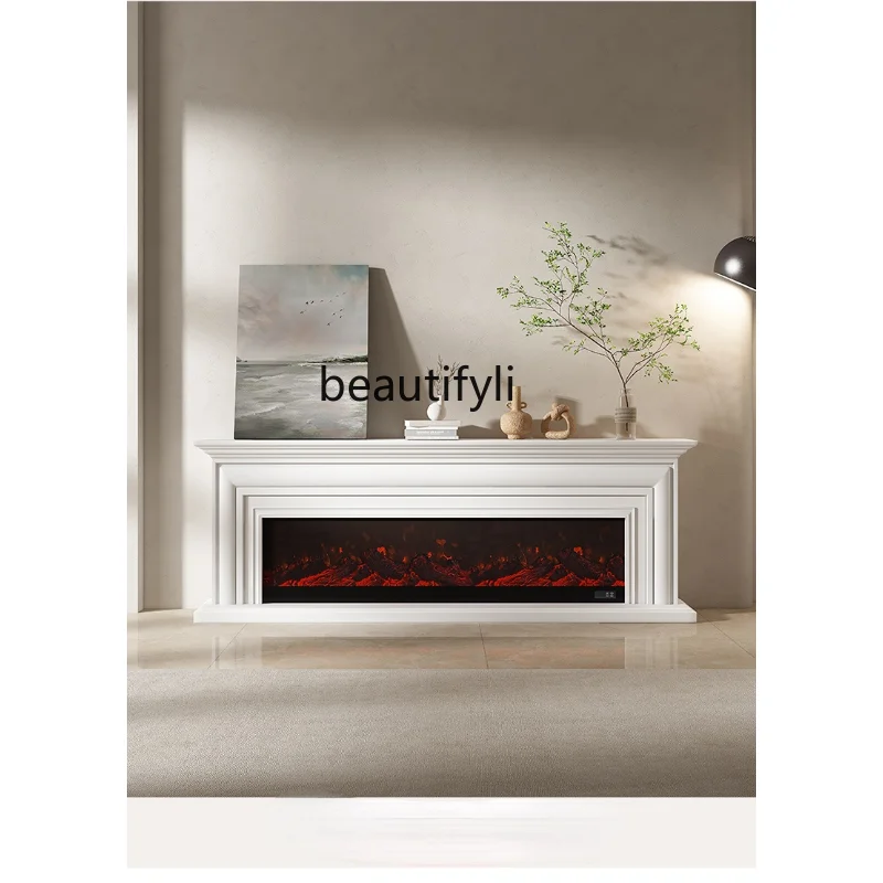 

Modern Minimalist Heating Fireplace TV Cabinet Italian Minimalist Gray Wall Cabinet Post-Modern Fireplace Floor Cabinet