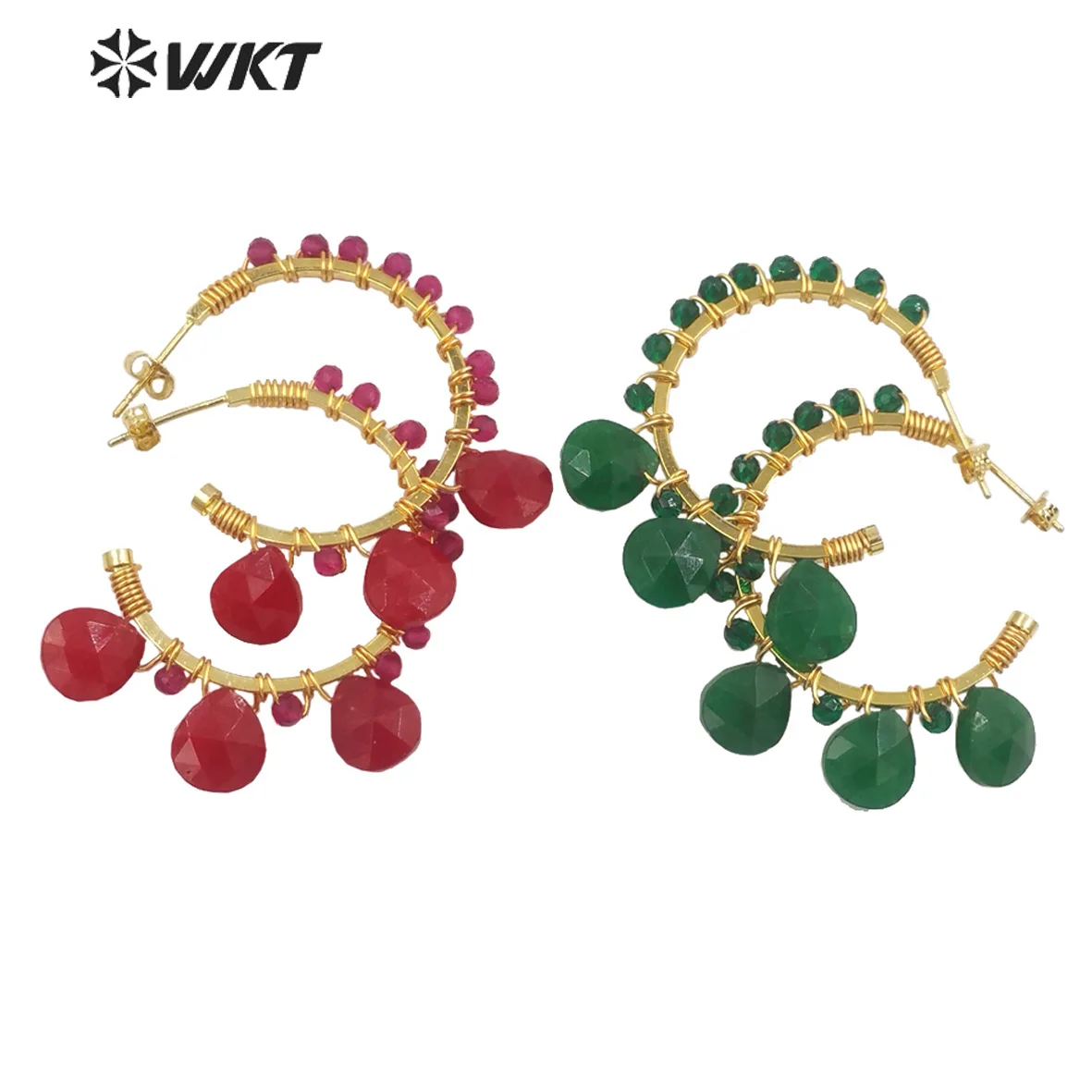 

WKT-E694 WKT 2022 Lady's earrings natural gemstone Noble and elegant gold-plate Earrings gift fashion accessories jewelry INS