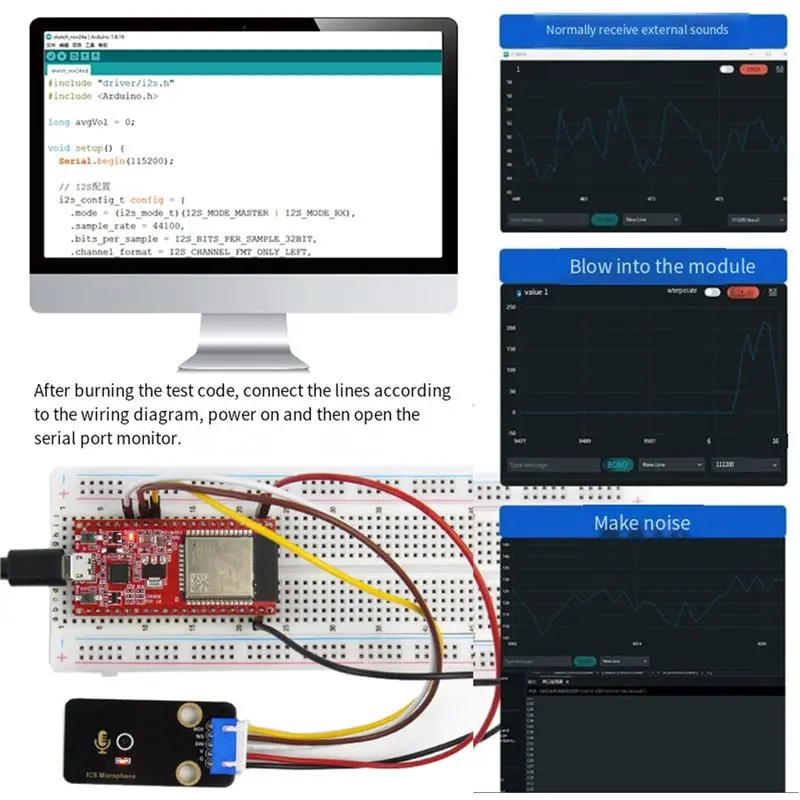 

Модуль микрофона A92Z ICS для Arduino ESP32 Raspberry Pico с цифровым интерфейсом I2S, 24-битный интерфейс I2S для передачи данных