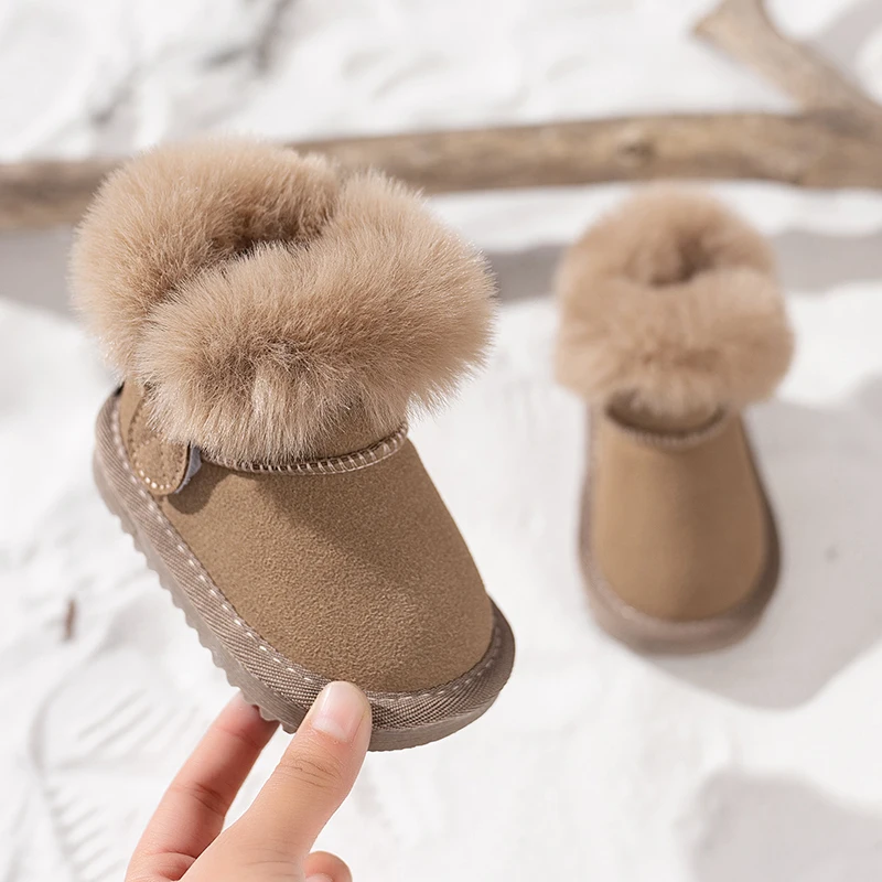 Toddlers Fur Snow Boots Infant Baby Winter Warm Soft Plush Booties Boys Girls Classic Brand Design Slip-on Furry Botas