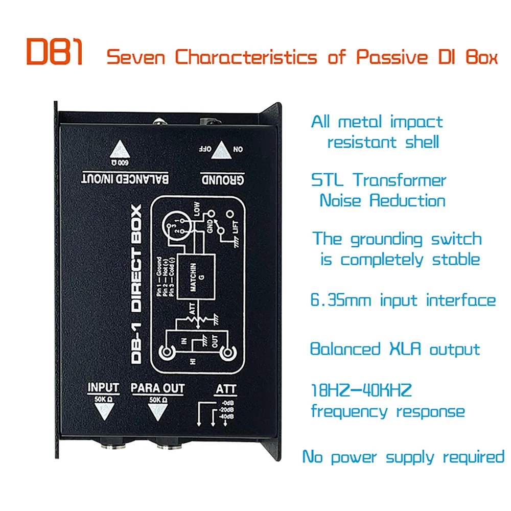 WOOPKER السلبي الصوت دي صندوق منخفض الضوضاء قناة واحدة متوازنة غير متوازنة إشارة المعزل استوديو المرحلة الصوت المؤثر للجيتار