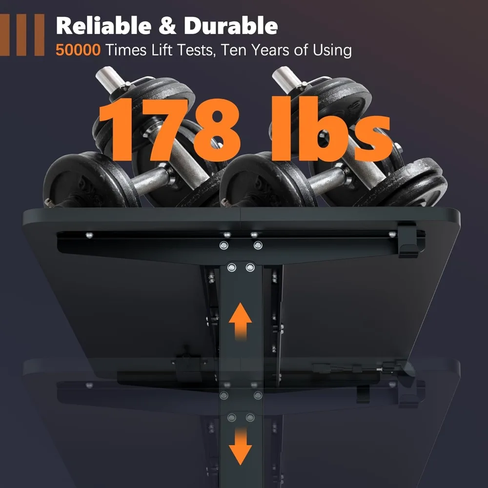 مكتب مريح مونومي كهربائي قابل للتعديل، 48 × 24، إطار فولاذي أسود للمكتب المنزلي، مكتب الجلوس #4