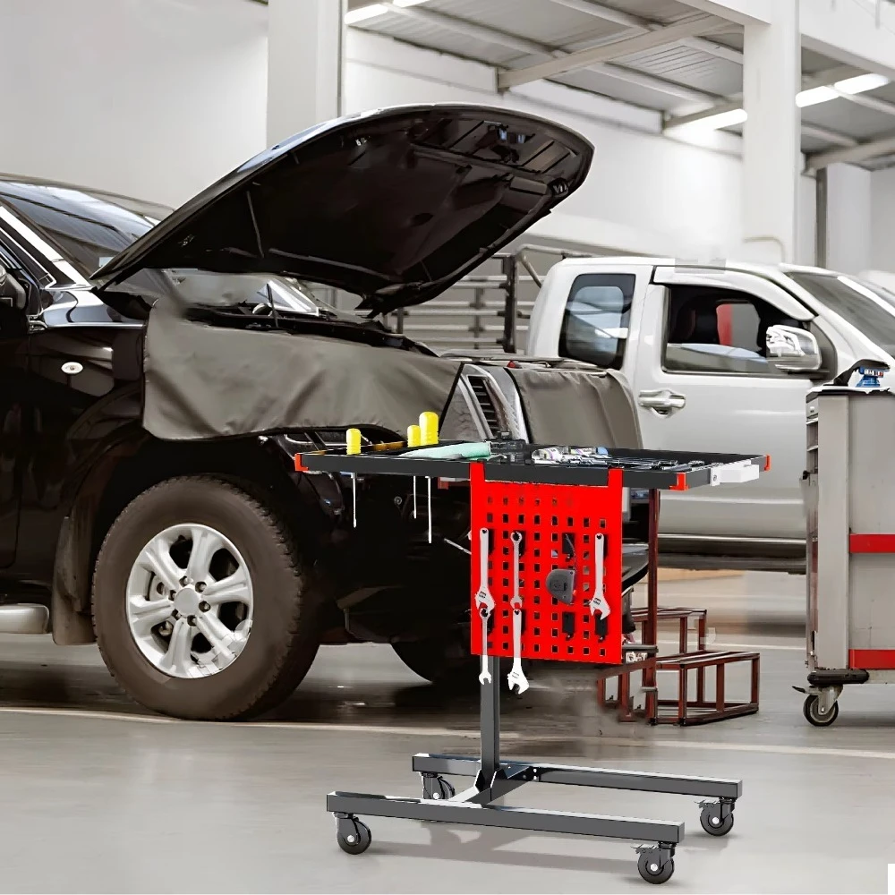 Stainless Steel Multi-functional Movable Workbench  Adjustable Height Mobile Work Table