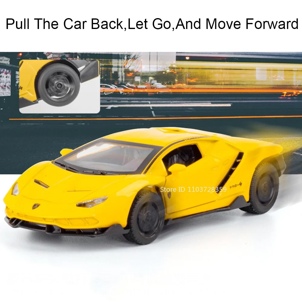1:32 LP770-4 Model Toy Sports Cars Alloy Diecast Revuelto Miniature Supercars Sound Light Doors Opened Pull Back for Boys Gifts