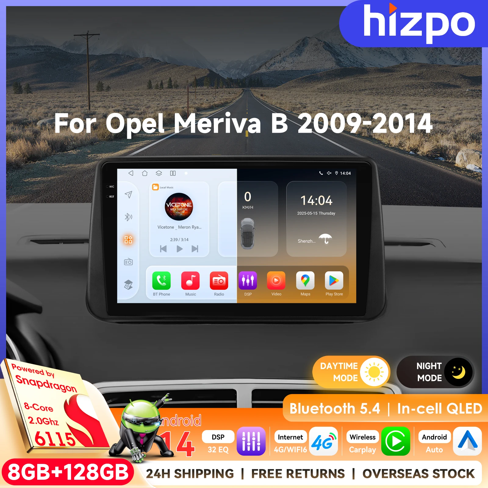

Автомобильная мультимедийная магнитола Hizpo 9" 2Din с беспроводным CarPlay для Opel Meriva B 2009-2014, навигация, Android Auto, видео, 6115