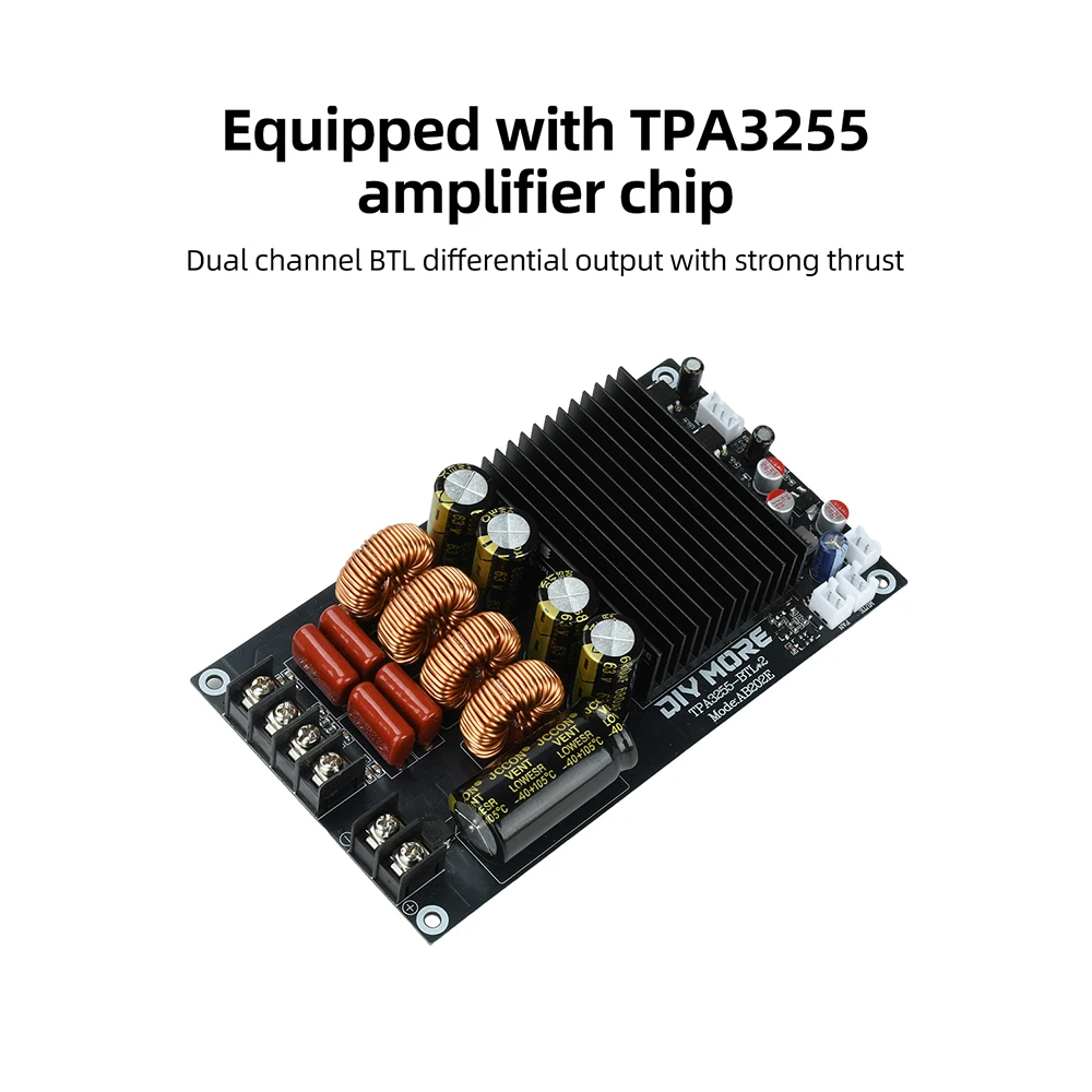 DC 24V-50V TPA3255 Audiophile HIFI Digital Audio Amplifier Board 315W+315W High Power D-Class Dual Channel Post Stereo Module