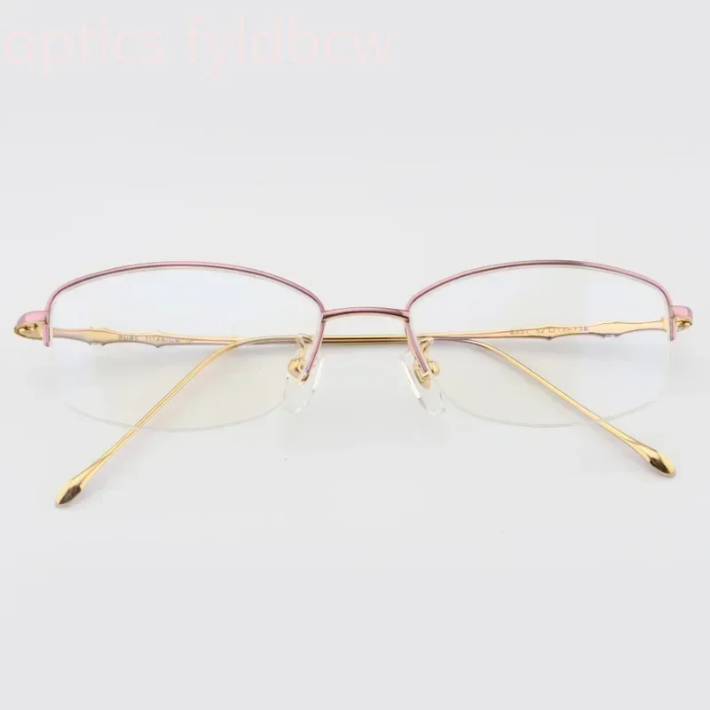 54-18-140 ファッション女性用メガネ チタンハーフフレーム 処方箋対応 デザイナー光学 カスタム矯正乱視メガネ
