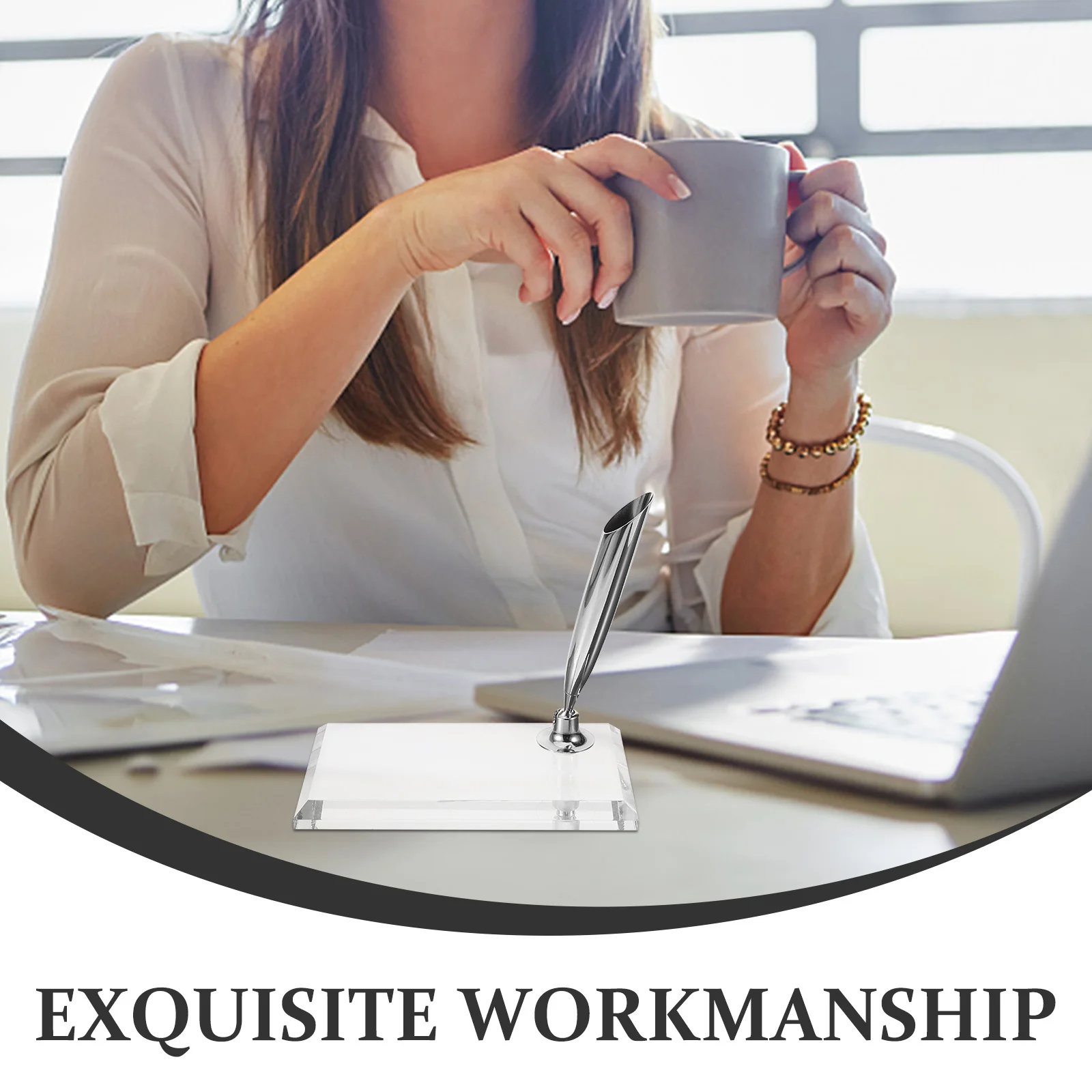 

Vintage Single Pen Holder for Desk Handcrafted Acrylic Plume Dip Pen Stand Organizational Office Accessory Gift Idea