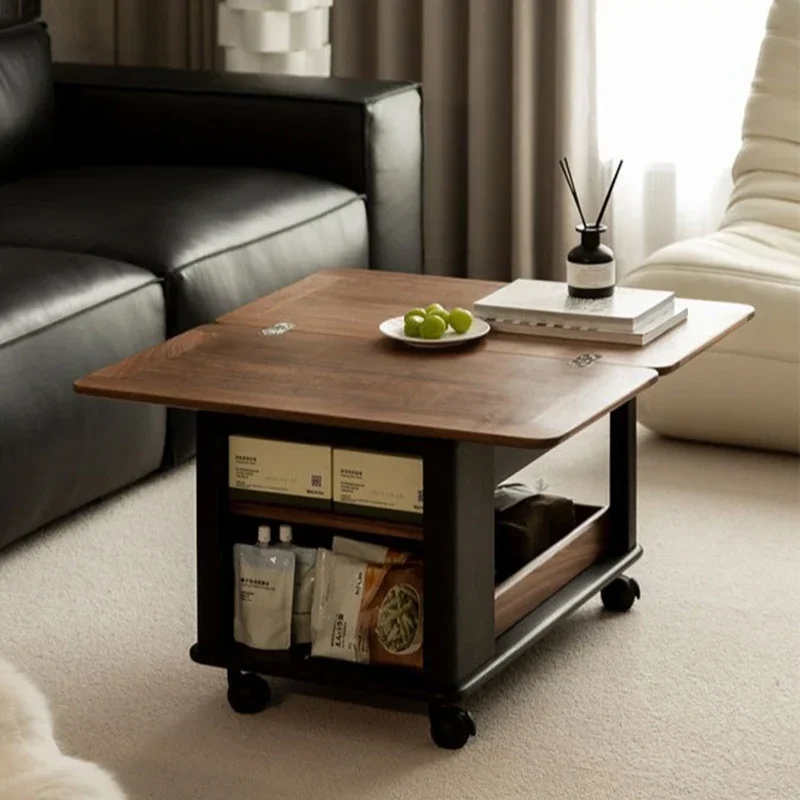 walnut coffee table multifunction tea table folding side tables with wheels living room center tables modern home furniture