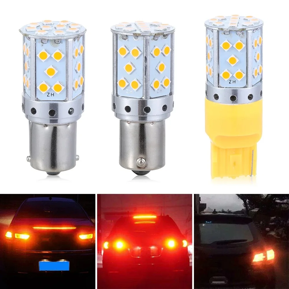 1156 P21W ba15s Bau15s 1157 BAY15D PY21W 7507 LED Canbus No Hyper Turn Signal Light Bulb Built-in Resistor Error Free Orange Red