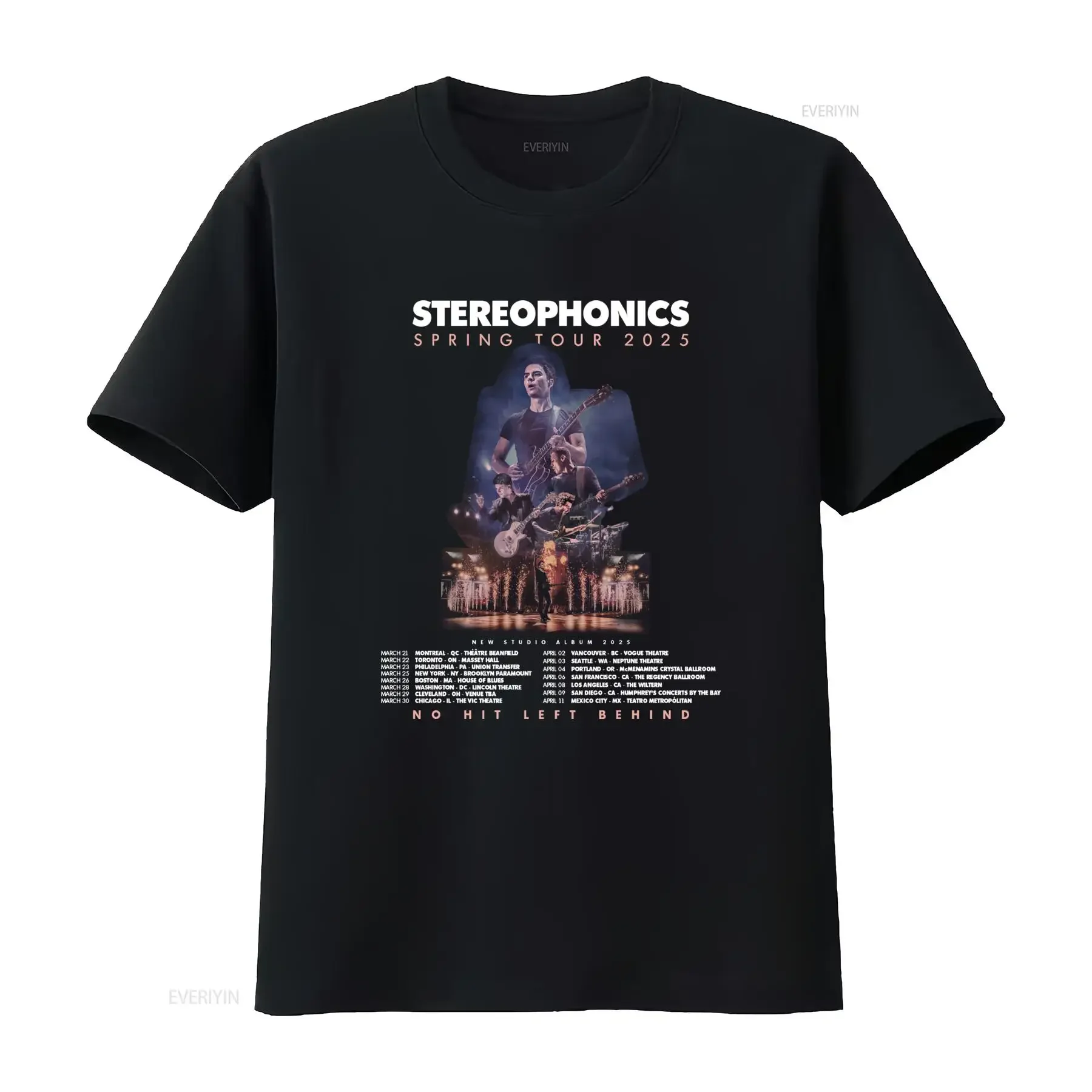 Stereophonics Band No Hit Left Behind Tour 2025 T Shirt for Men Rock Music Concert Design vintage Washed Stretched homme