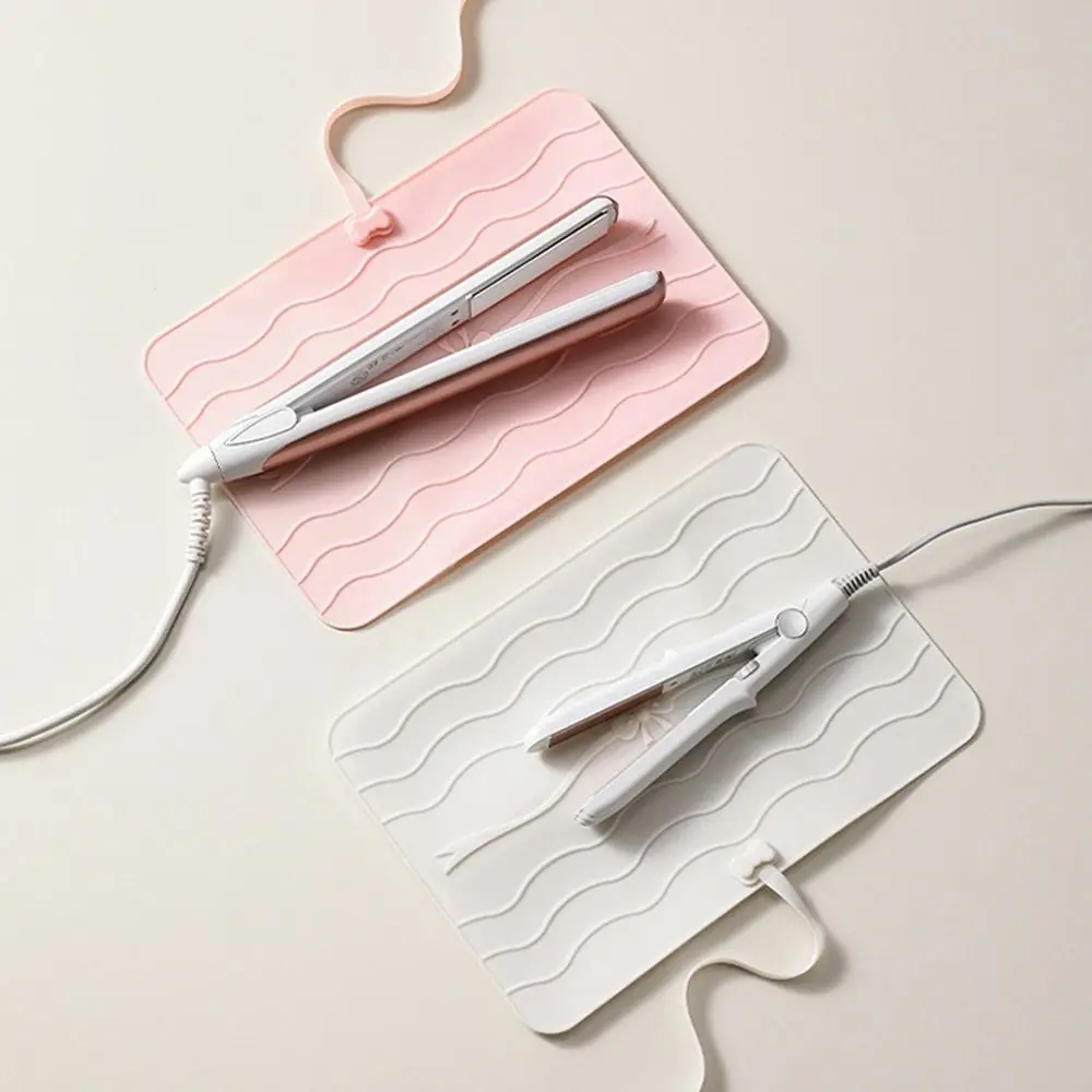 

2 in 1 Hair Curler Storage Bag Silicone Portable Straightener Storage Pouch Folding Waterproof Heat Resistant Mat