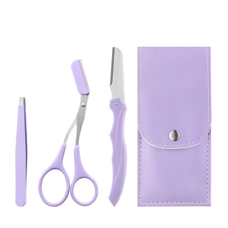 Kit de Ferramentas de Maquiagem para Sobrancelhas em Aço Inoxidável (1/2/3/4 Peças): Aparador Dobrável, Pente e Pinça