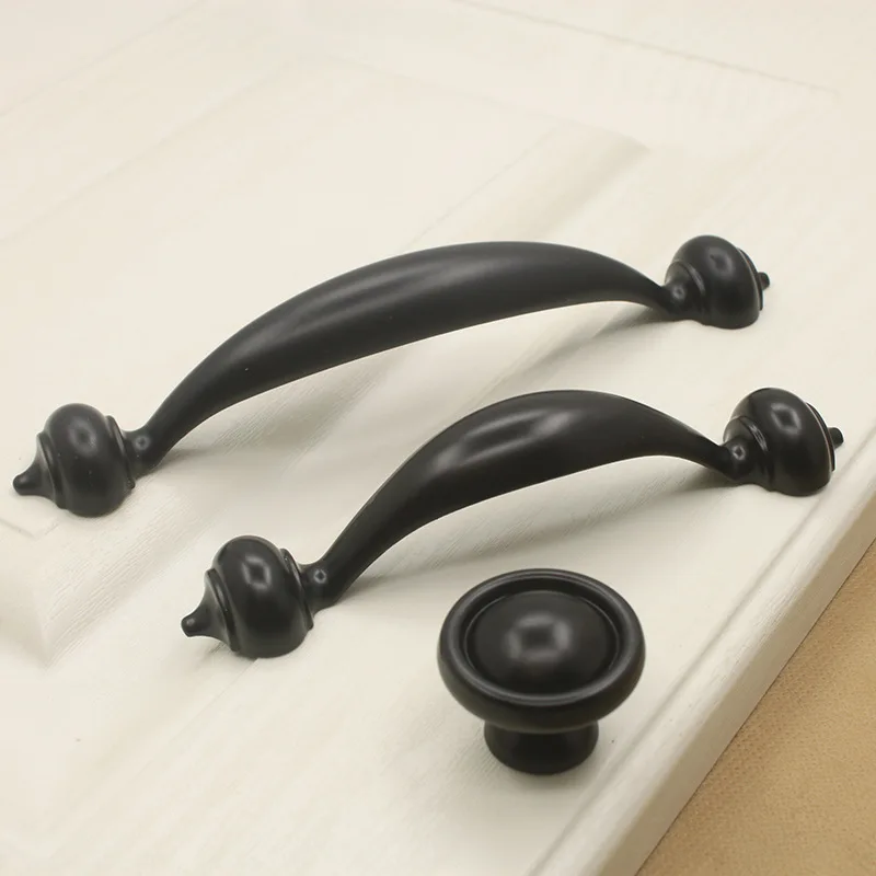 Black thick handle for cabinet and wardrobe door pull, American modern minimalist drawer shoe cabinet handles