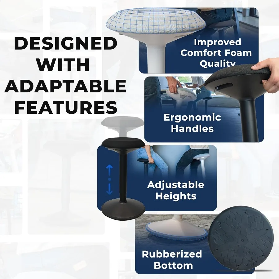 ارتفاع قابل للتعديل كرسي مكتب قائم للاستخدام المكتبي والفصول الدراسية 1624 بوصة نطاق قابل للتعديل قطب مريح تمايل البراز مع