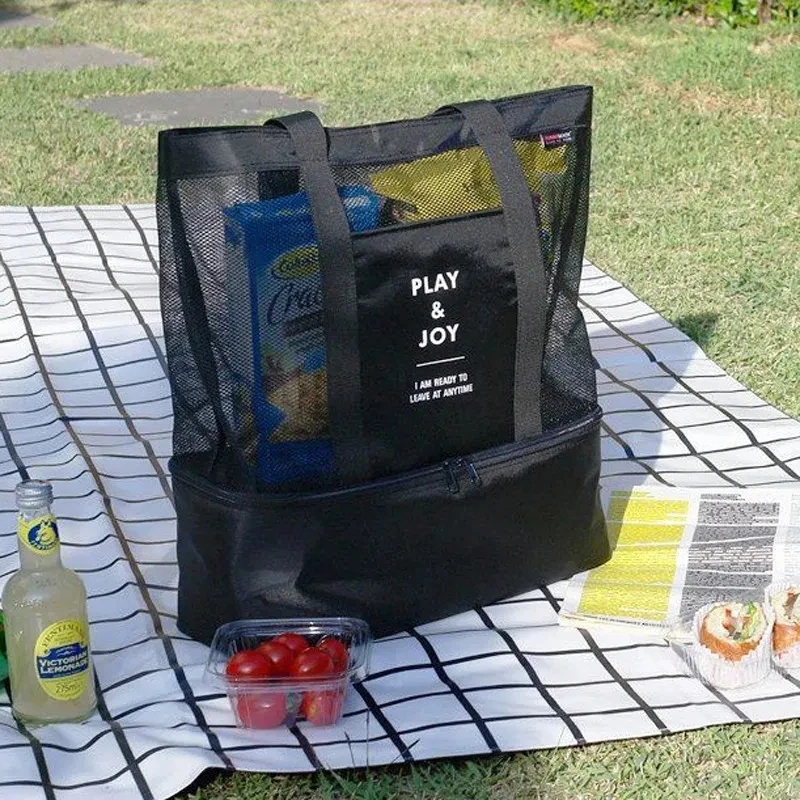 High Capacity Women Mesh Transparent Bag Double-layer Heat Preservation Large Picnic Beach Bags