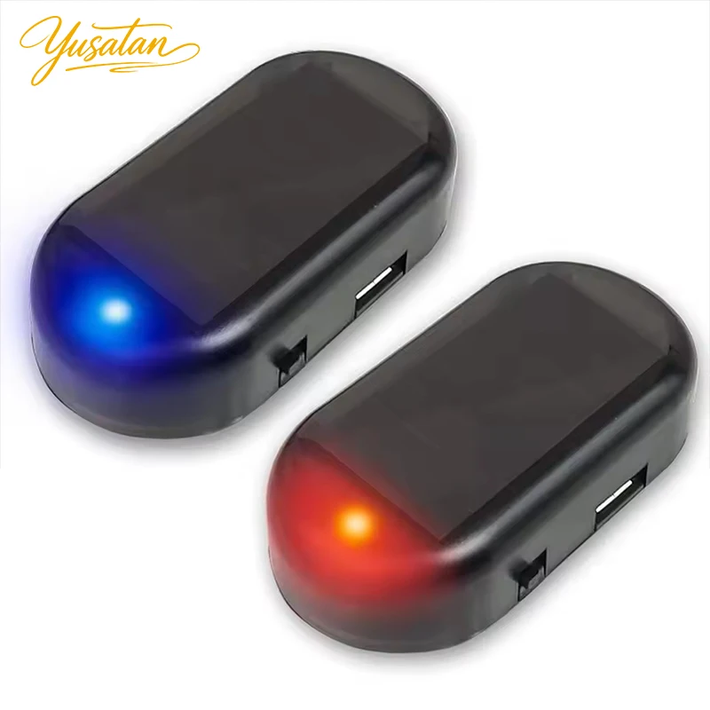 YUSATAN Car Fake Security Light Solar Powered Simulated Dummy Alarm Wireless Warning Anti-Theft Caution Lamp LED Flashing Lights