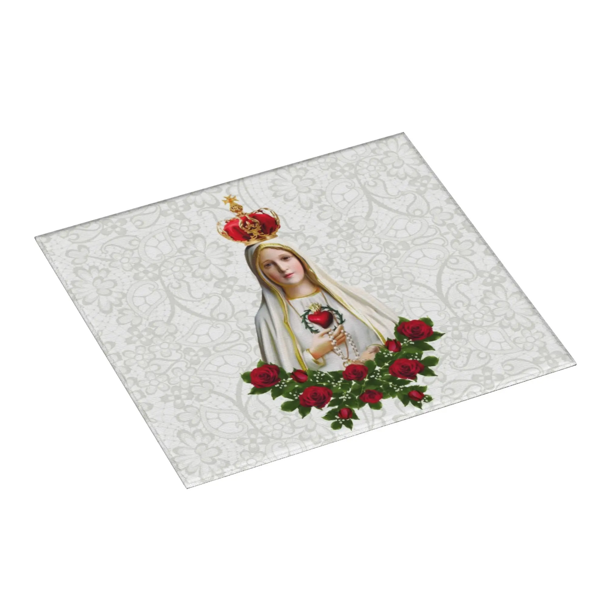 Drying Mat For Kitchen Our Lady of Fatima Virgin Mary Barware Portugal Rosary Catholic Washable Kitchen Sink Drying Pad