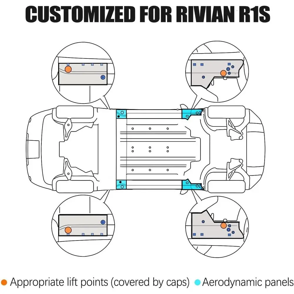 リビアン R1T および R1S 用磁気リフティングパック（保護ケース付き） - 4個パック、シルバー