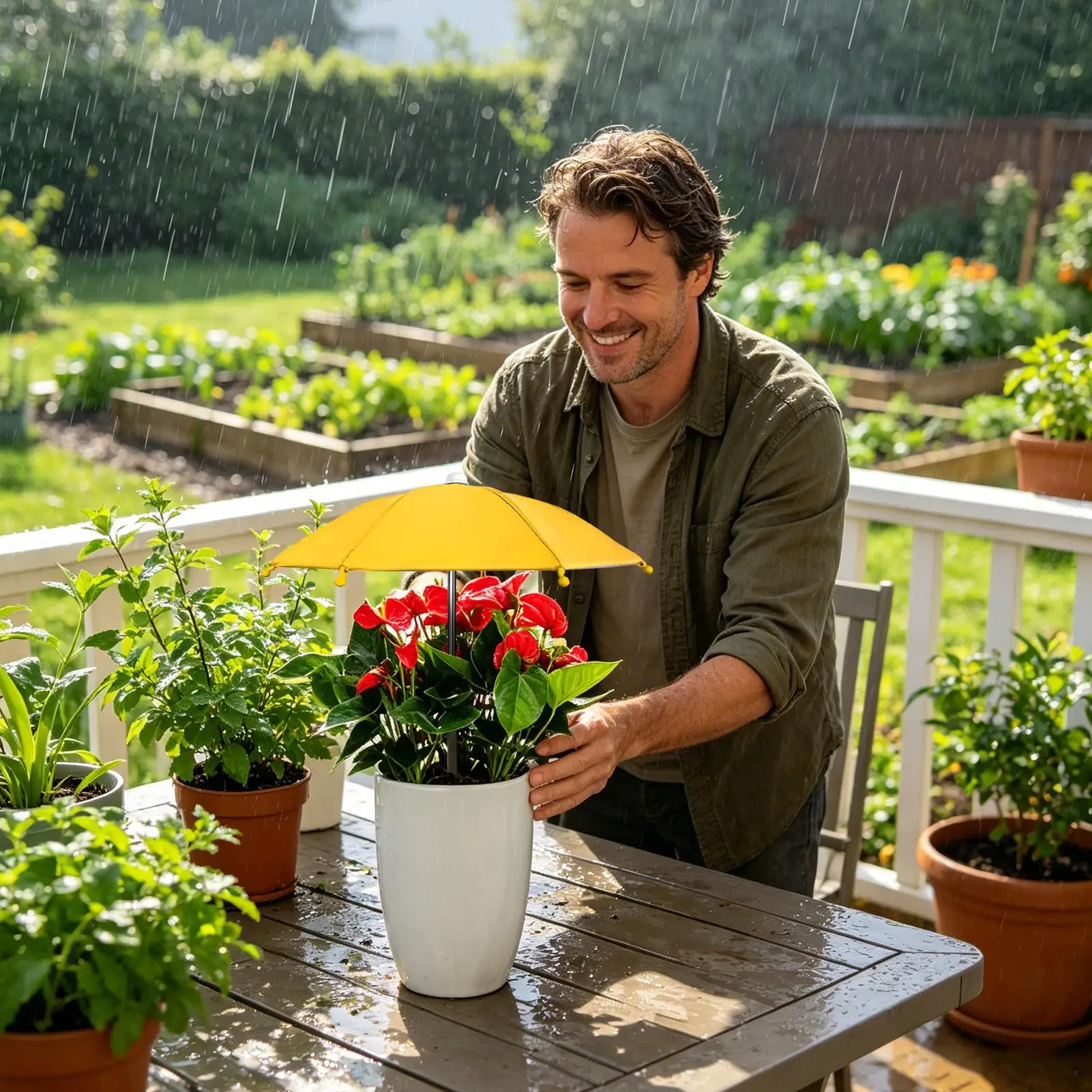 Plant Umbrella Portable Water Resistant Garden Umbrellas for Plants Flowers for Patio Balcony Courtyard Backyard Porch Roof