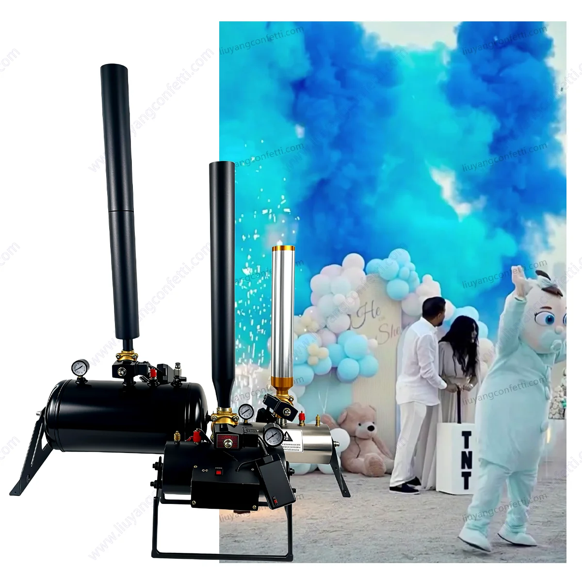 2pcs Mini Electrical Confetti Cannon Machine with Wireless Remote Control 150W Stainless Steel Body DJ Stage Gender Reveal Party view 6