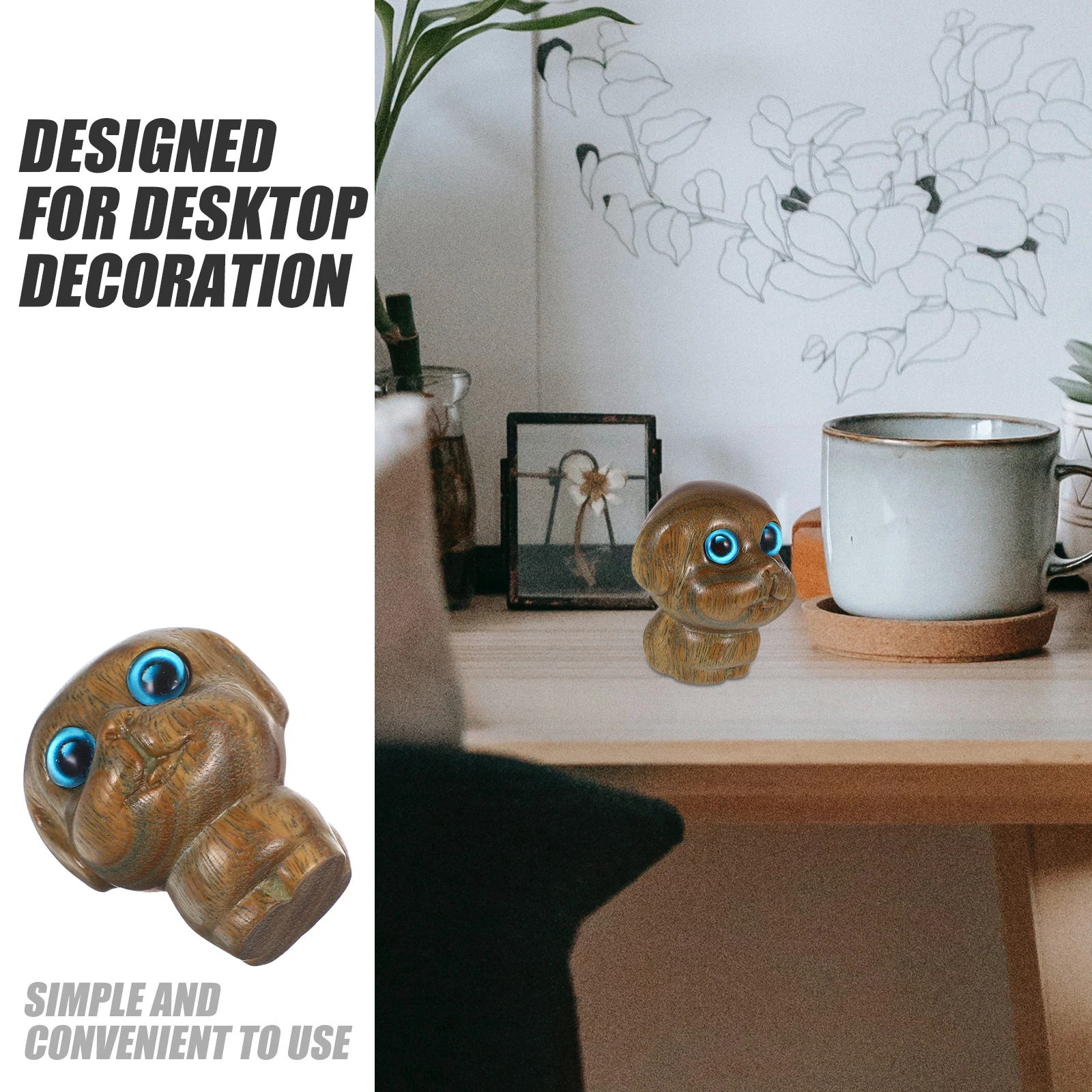 

Green Sandalwood Dog Ornaments Home Decor Figures Decoration Cartoon Figurines Statue Wooden Desktop Sculpture Cute Animal