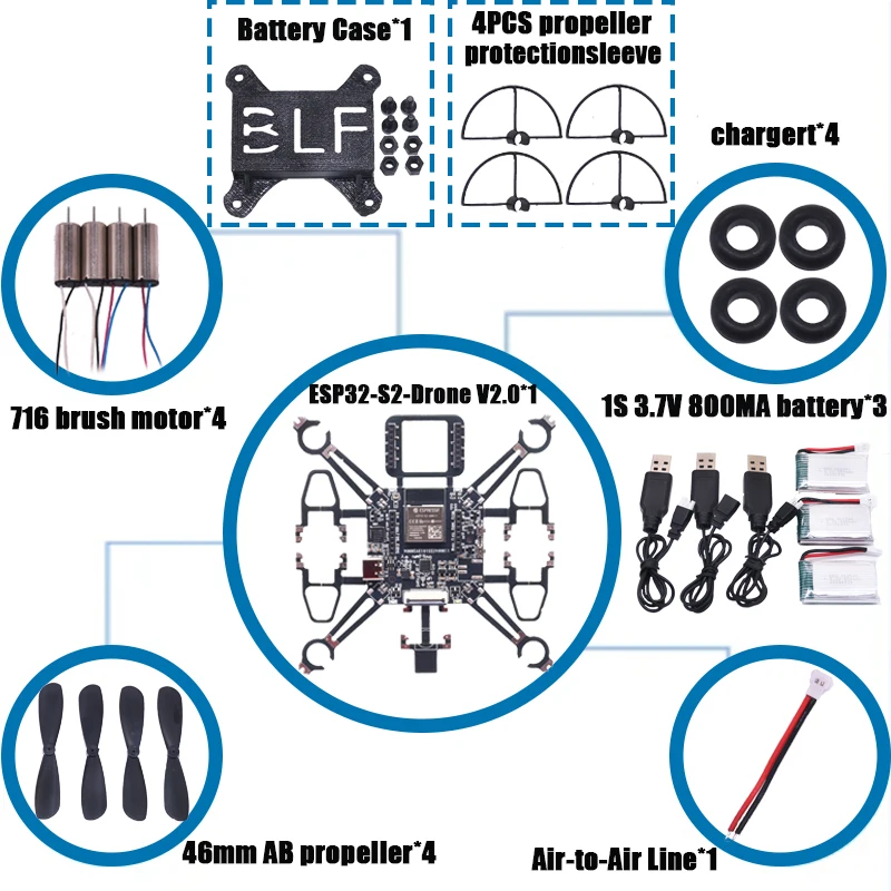 HanNiu ESP32-Drone V2.0 Flight Control Open Source Quadcopter ESP-Drone Drohne Modell Wifi Fernbedienung Crazyflie