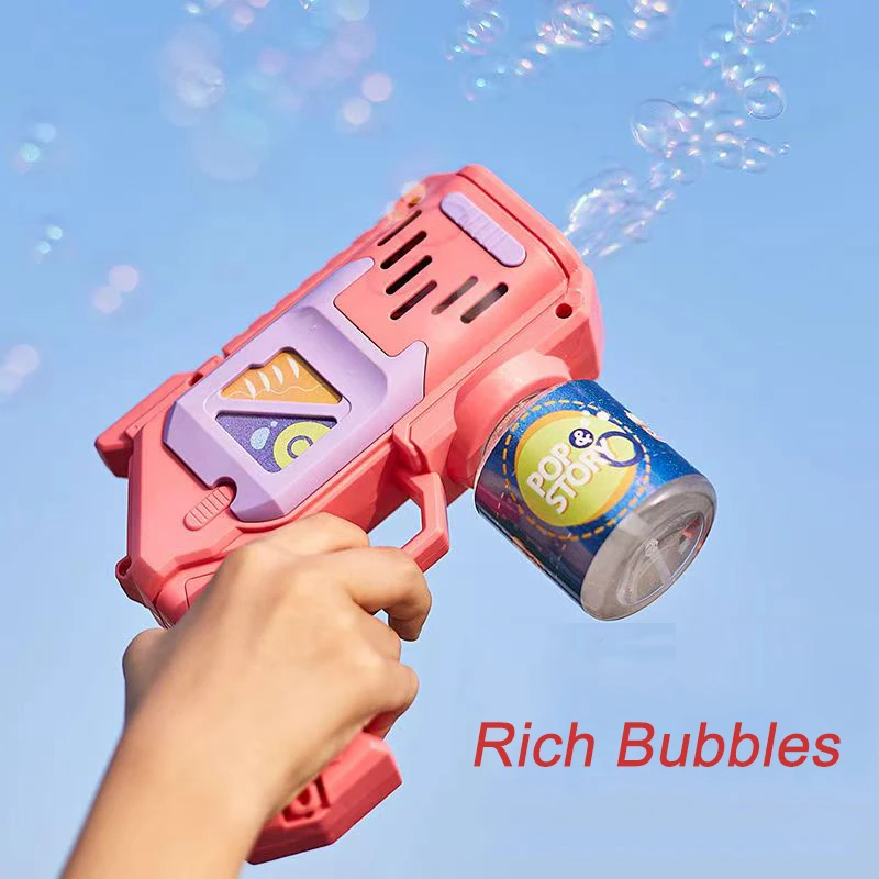 Máquina de burbujas eléctrica para niños, pistola de burbujas automática espacial, juegos al aire libre, playa, baño, juguete de burbujas de fantasía