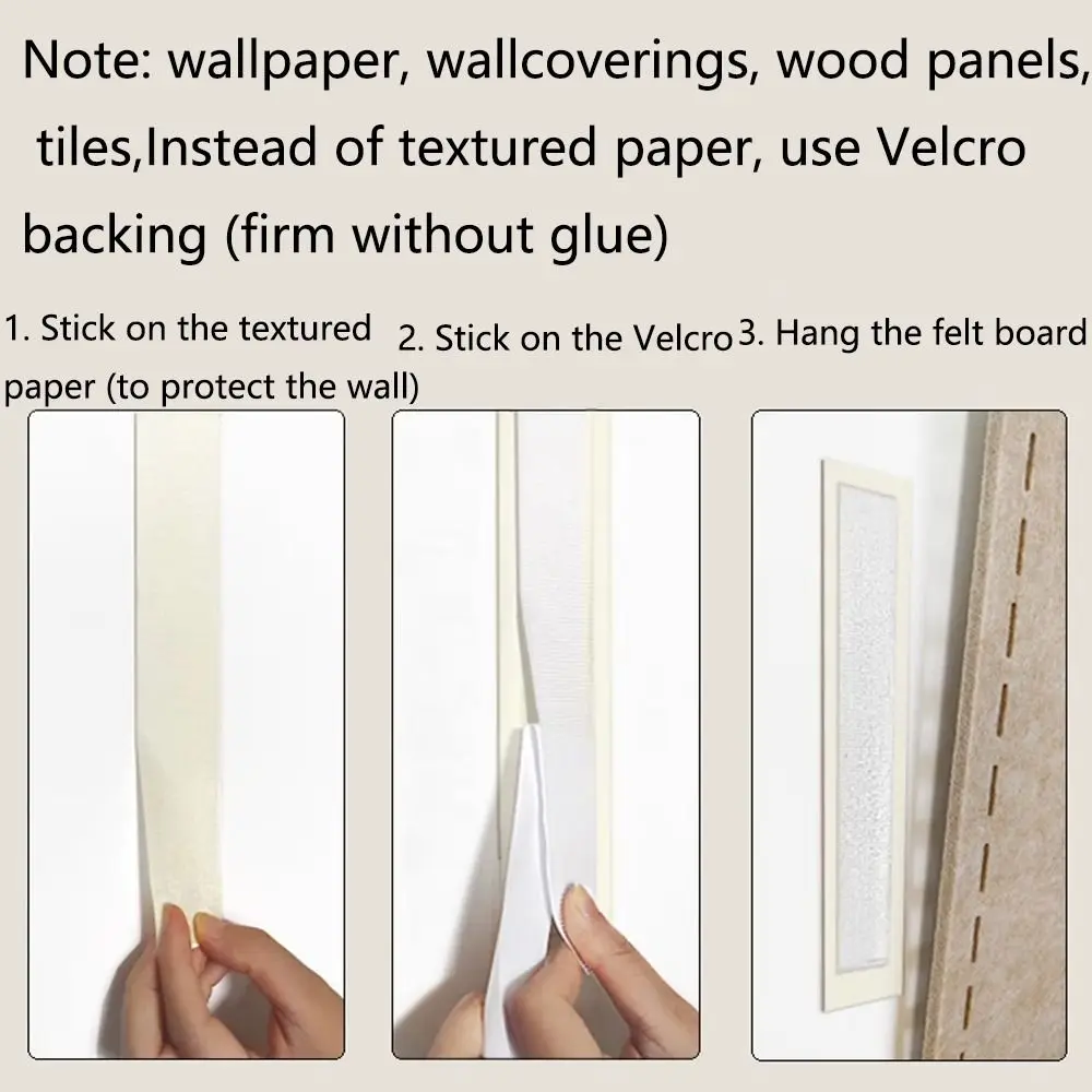 Safe Removable Cork Board for Walls Decorative Wall Mounted Memo Felt Board Wood Sticks Self-Adhesive Massage Board School