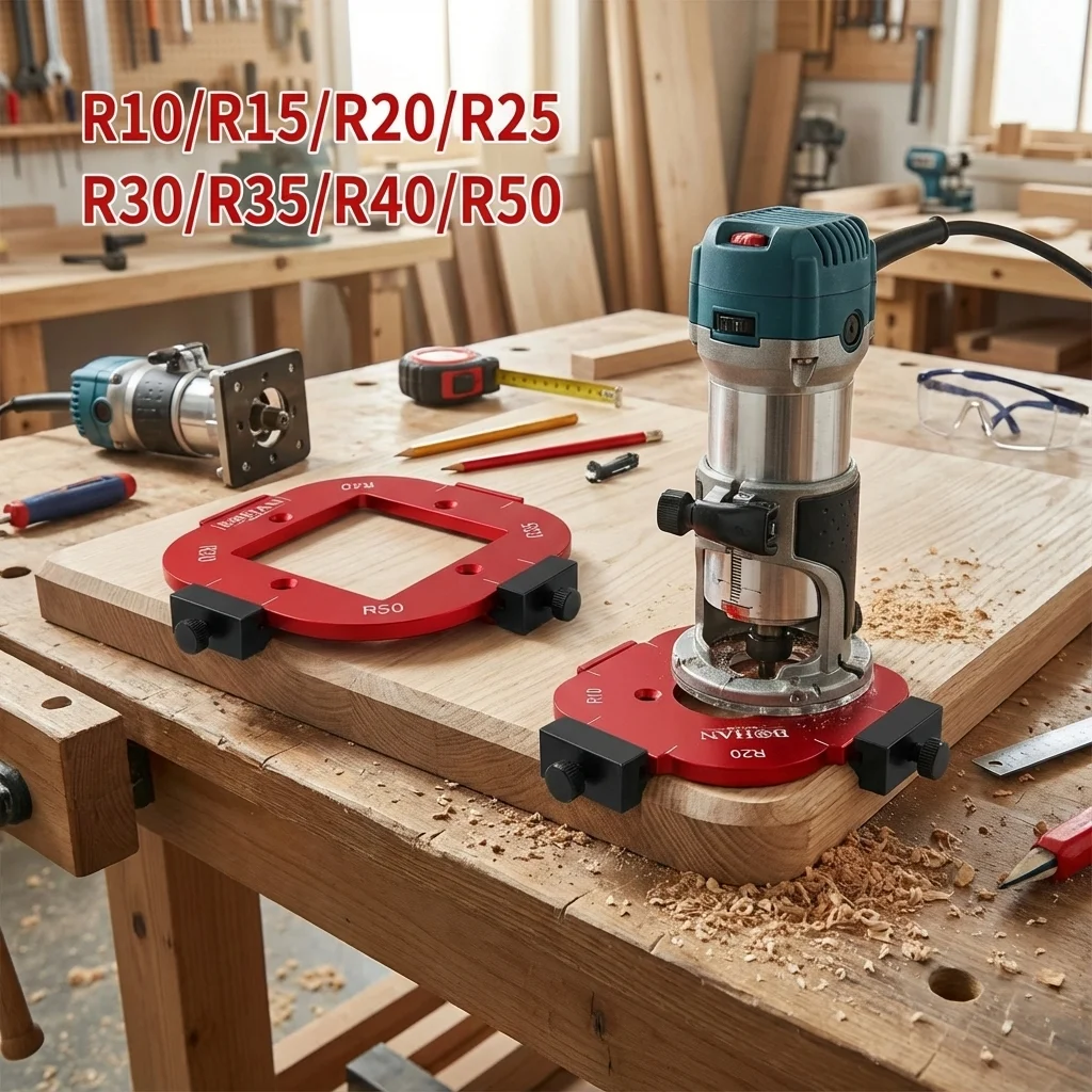 Router Corner Radius Template for Woodworking, Multifunctional Aluminum Alloy Round Arc Corner Mould, Wooden Board Arc Cutting