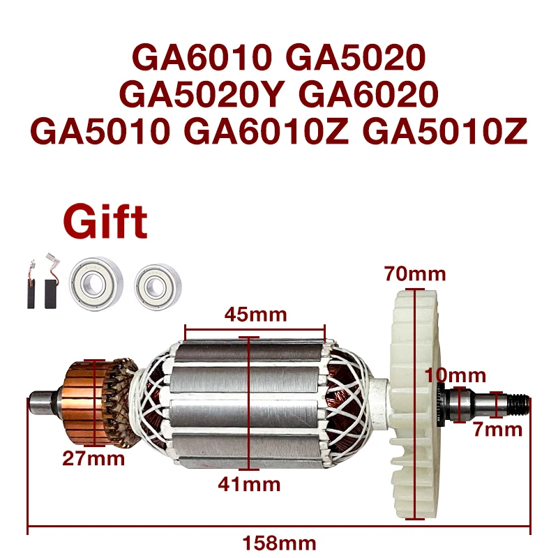 Rotor for Makita GA6010 GA5020 GA5020Y GA6020 GA5010 GA6010Z GA5010Z Angle Grinder Rotor Armature Anchor Replacement Accessories