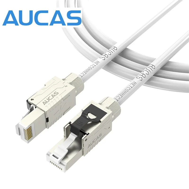 AUCAS SSTP High Speed Cat8 Ethernet Connection RJ45 Jumper Computer 8P8C Male Gold Shielded Cable Fiber Broadband Wire Line Cord